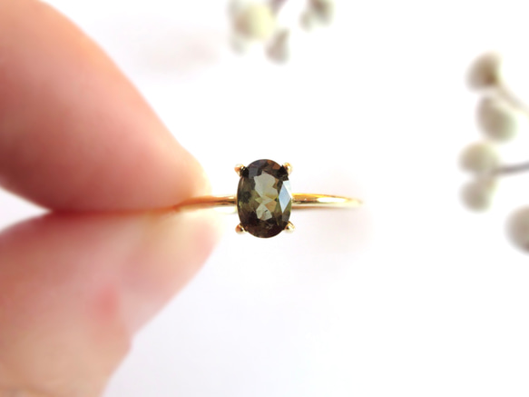 [稀有寶石] 6 x 4mm 美麗紋路“紅柱石”戒指 [僅此一枚] 第4張的照片