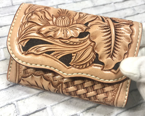 marie/レザー名刺入れ/カードケース/レザーカービング/父の日