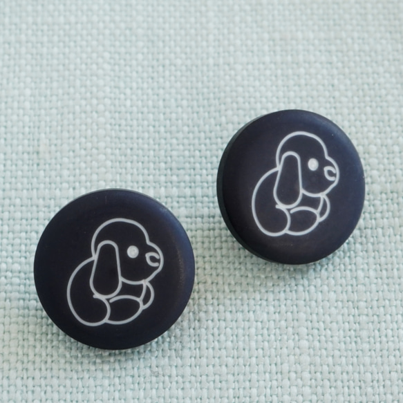 (3個) 12mm 子犬のボタン　フランス製　ネイビー(濃紺)　＊ 子ども服　入園　ベビー 1枚目の画像