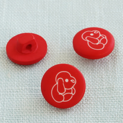 (3個) 12mm 子犬のボタン　フランス製　赤　＊ 子ども服　入園　ベビー 3枚目の画像