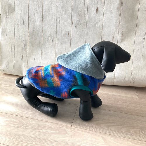 ハンドメイドフレブル服no.オルテガ柄フリース生地 オルテガ風ニット