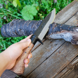 Akinosaku Tosa Forged Hatchet 148 雙刃 Tosa 原裝白鋼橡木手柄木刀鞘黑色 Tsuba 環 第2張的照片