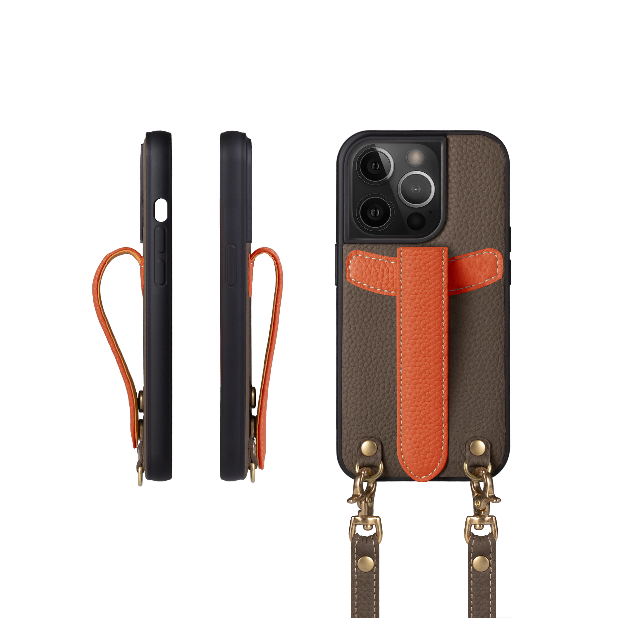 iPhone13Pro ショルダータイプ本革ケース 落下防止ベルト付き＜COPG＞