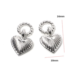 新作【2件】3D Heart Motif Silver Charm NF 第4張的照片