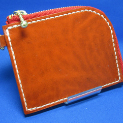 本革ハンドメイド　シンプルなL型財布　C-ORANGE　「ルガトショルダー」シリーズ 1枚目の画像