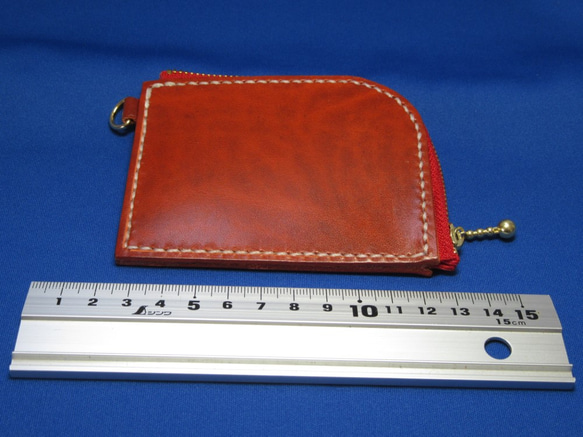 本革ハンドメイド　シンプルなL型財布　C-ORANGE　「ルガトショルダー」シリーズ 2枚目の画像