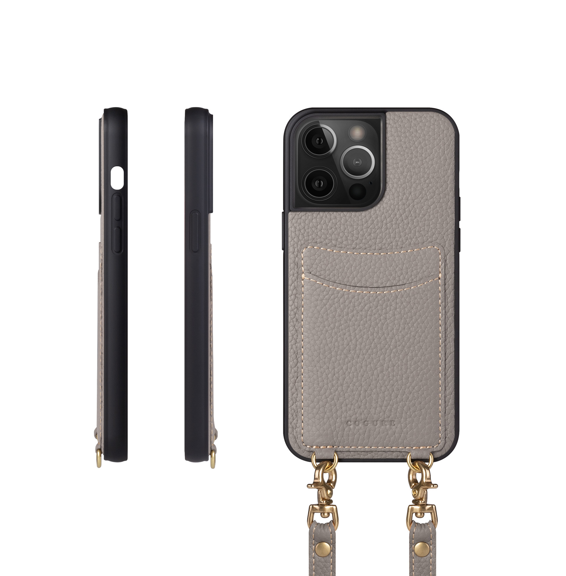 iPhone14ProMax ショルダータイプ本革ケース カード収納ポケット付き＜COPGCS＞