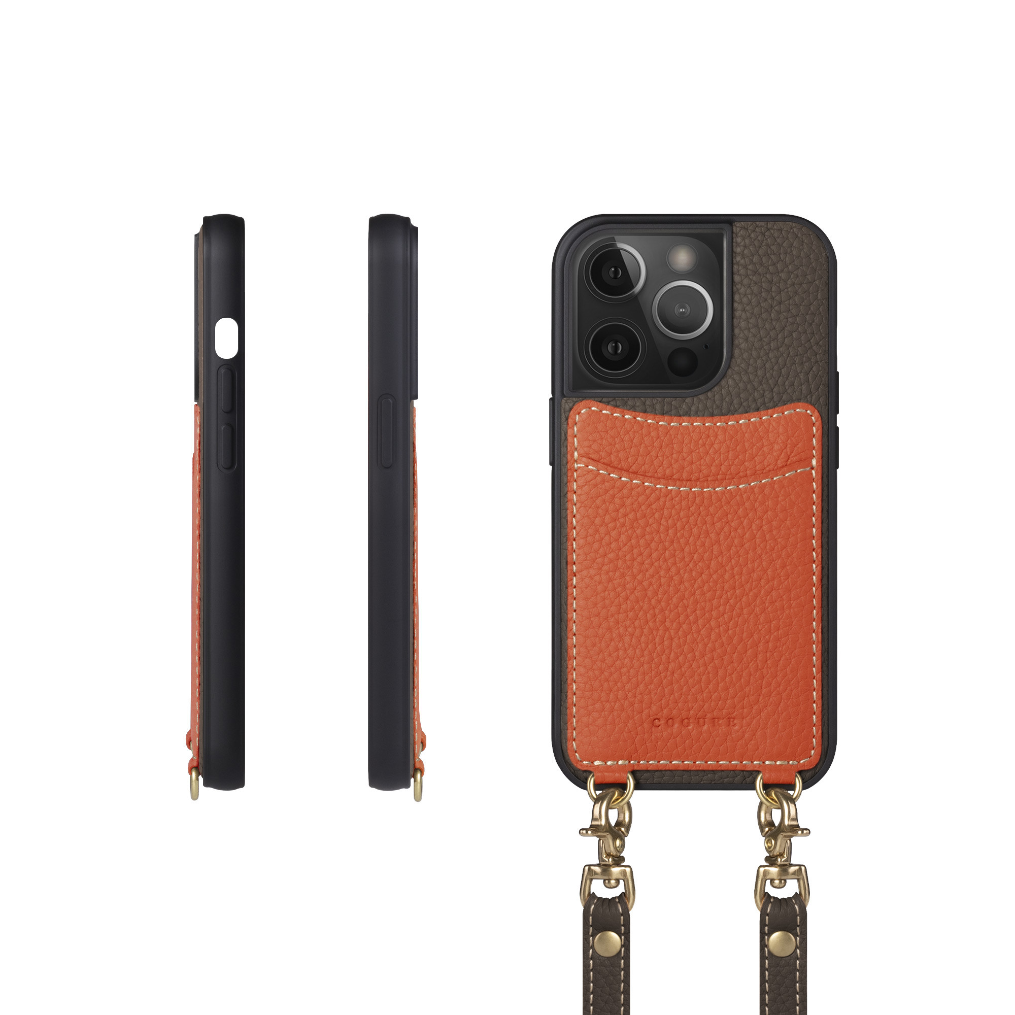 iPhone14Pro ショルダータイプ本革ケース カード収納ポケット付き＜COPGCS＞