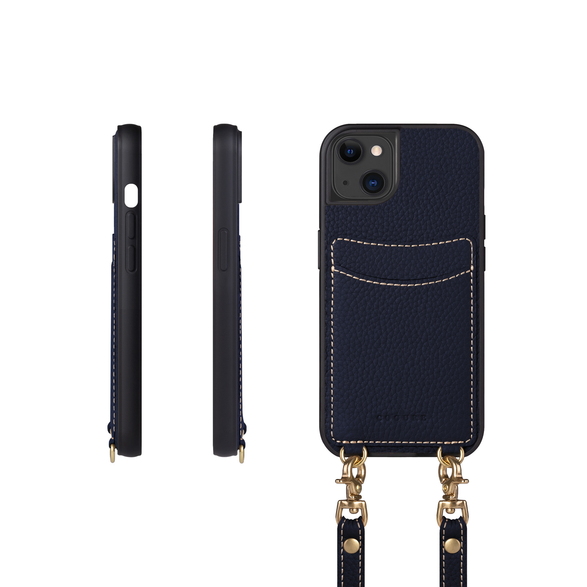 iPhone13 ショルダータイプ本革ケース カード収納ポケット付き＜COPGCS＞