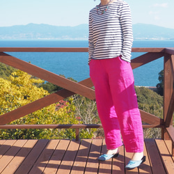 法國亞麻粉紅休閒褲男褲 第2張的照片