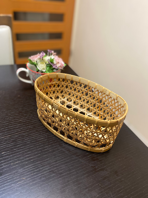 シンプルなデザインが魅力！ 楕円形の竹かご フリーボックス・小物入れ