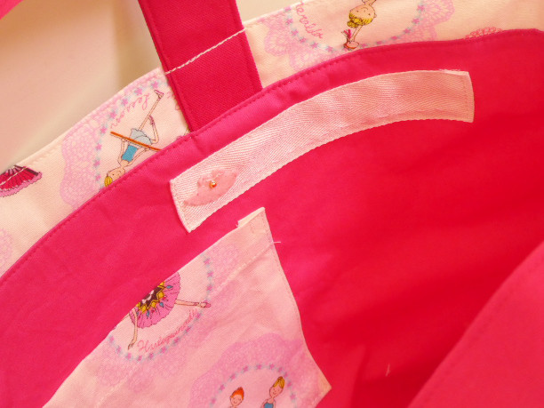 かわいい バレリーナの通園・通学３点セット・チャーム付き（生成り）、ピンク・パープルもあります