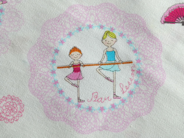 かわいい バレリーナの通園・通学３点セット・チャーム付き（生成り）、ピンク・パープルもあります