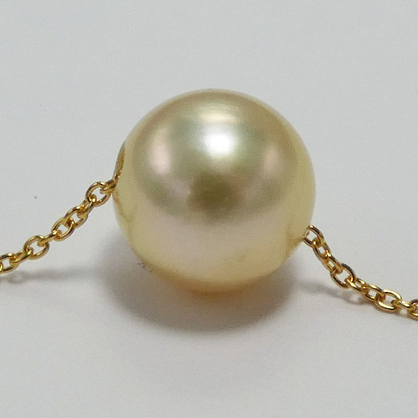 国産アコヤ本真珠 一粒ゴールデンパールネックレス8.5mm花珠レベル照り