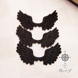 3枚セット】 型抜き モチーフ 羽根 （○ 黒色 / ブラック ） 天使