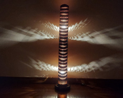 送料込み 竹あかり「天の川」ウェーブ ロング 期間限定 フロアランプ