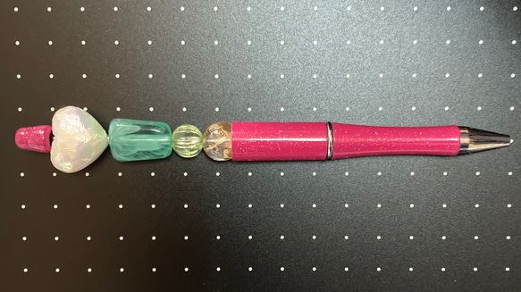 ハート　ビーズボールペン　専用替え芯付き 4枚目の画像