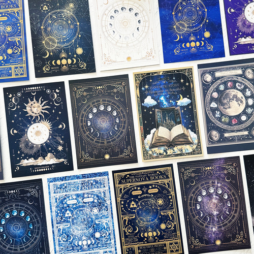 1枚から購入可能☆空想天体古書・月の満ち欠け・12星座 天体