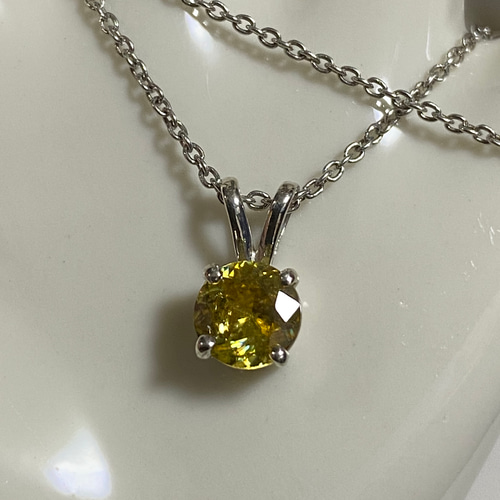 スフェーンのシンプルネックレスA～0.85ct（イエロー系） ネックレス 