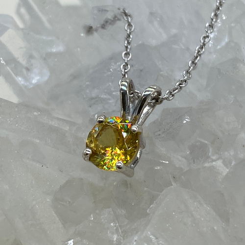 スフェーンのシンプルネックレスA～0.85ct（イエロー系） ネックレス 