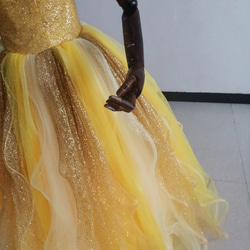 イエローキラキラチュールイエロードレス 可愛い 編み上げ プリンセスドレス オーバードレス 4枚目の画像