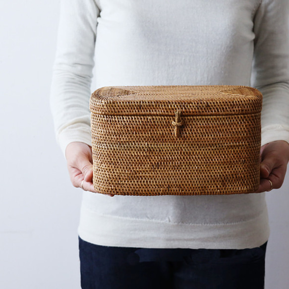 送料無料) 再制作 伝統工芸アタ細工 蓋つき 小物入れ マスクケース