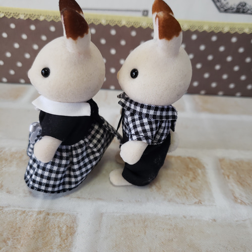 ハンドメイド シルバニアファミリー ペア大人服 ギンガムリンクコーデ