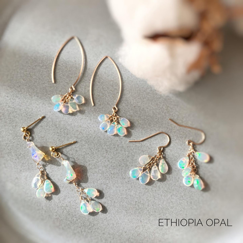 天然石*エチオピアプレシャスオパールのピアス/イヤリング 天然石*エチオピアプレシャスオパールのピアス/イヤリング