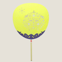 伝統工芸品】奈良団扇 上正 黄 正倉院文様-香爐-【手作りうちわ