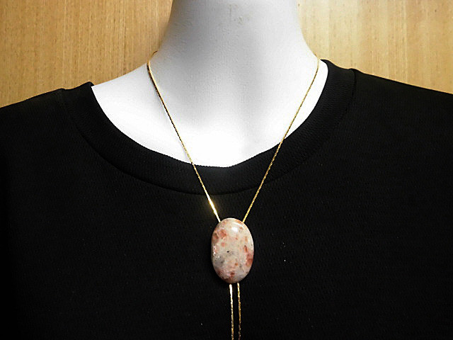 天然石 サンストーンループタイ(ロングネックレス)　　230908243