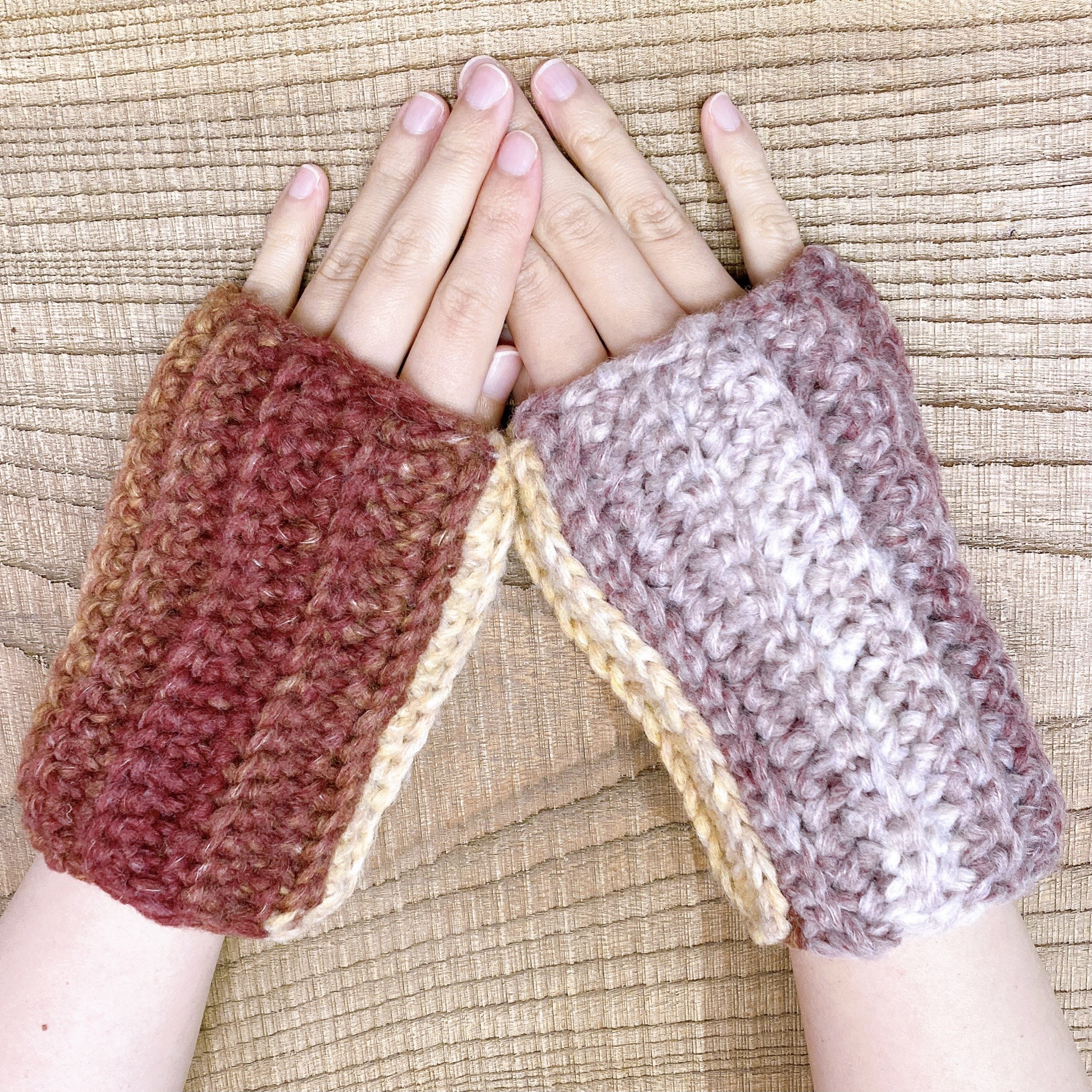 ハンドウォーマー　レッドブラウン　Ｓサイズ　リストウォーマー　ふかふか　ハンドメイド　防寒