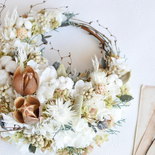 クリスマスを彩るハーフリース white クリスマスを彩るハーフリース white