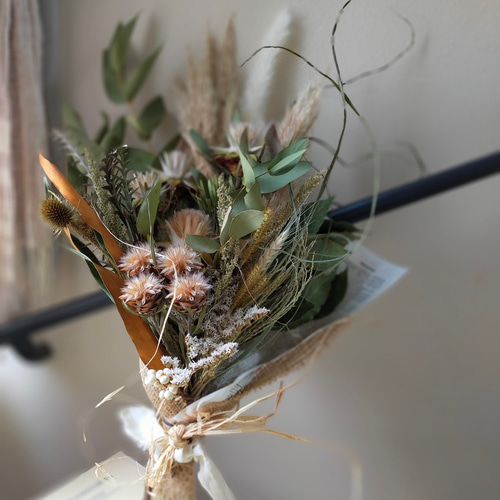 ネイティブとオレゴンモミやグリーンの花束スワッグ/ドライフラワー/綿花 ネイティブとオレゴンモミやグリーンの花束スワッグ/ドライ