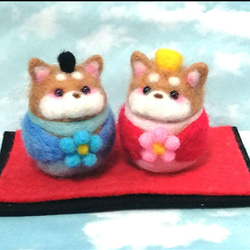 ひな祭り♡菱餅に乗った柴犬ちゃんのお雛様(羊毛フェルト) 羊毛フェルト ひな祭り 柴犬 羊毛フェルト 秋都 通販 15233740｜Creema