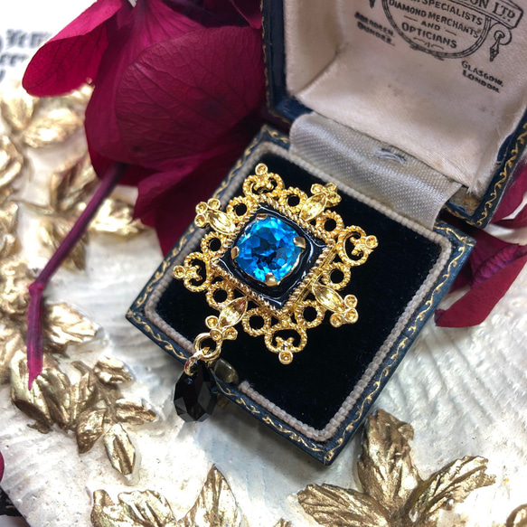アンティーク・ブルーガラスの指輪 2枚目の画像