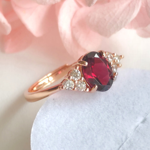 ロードライトガーネット リング 天然石 S925 PG 8×6㎜ 1月誕生石 指輪