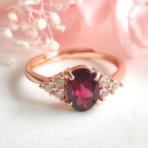 ロードライトガーネット リング 天然石 S925 PG 8×6㎜ 1月誕生石 指輪