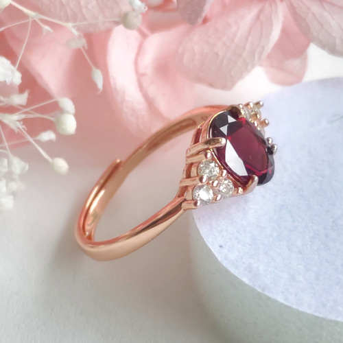 ロードライトガーネット リング 天然石 S925 PG 8×6㎜ 1月誕生石 指輪