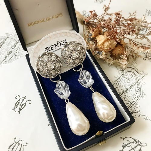 312＊アンティークゴールド グレージュ パール 大人女子 ヴィンテージ