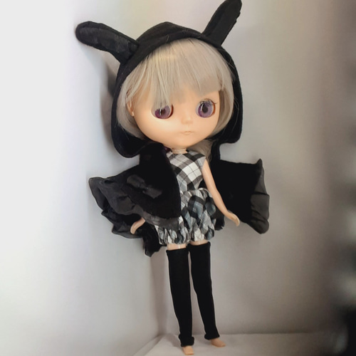ブライス服 うさみみポンチョート.オールインワン.レッグウォーマー服