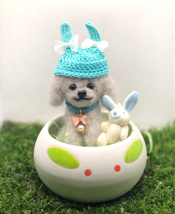 羊毛フェルト イースター トイプードル 羊毛フェルトイースタートイプードルちゃん