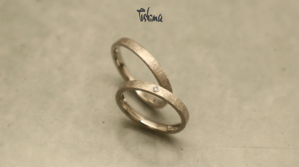 和紙模様平打ち　プラチナK10K18ゴールド　ペアリング マリッジリング 結婚指輪 誕生日・記念日に！ 3枚目の画像