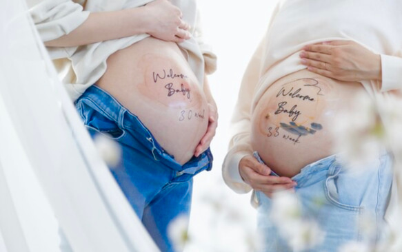 水彩のマタニティシール　マタニティフォトシール　マタニティペイントシール 3枚目の画像