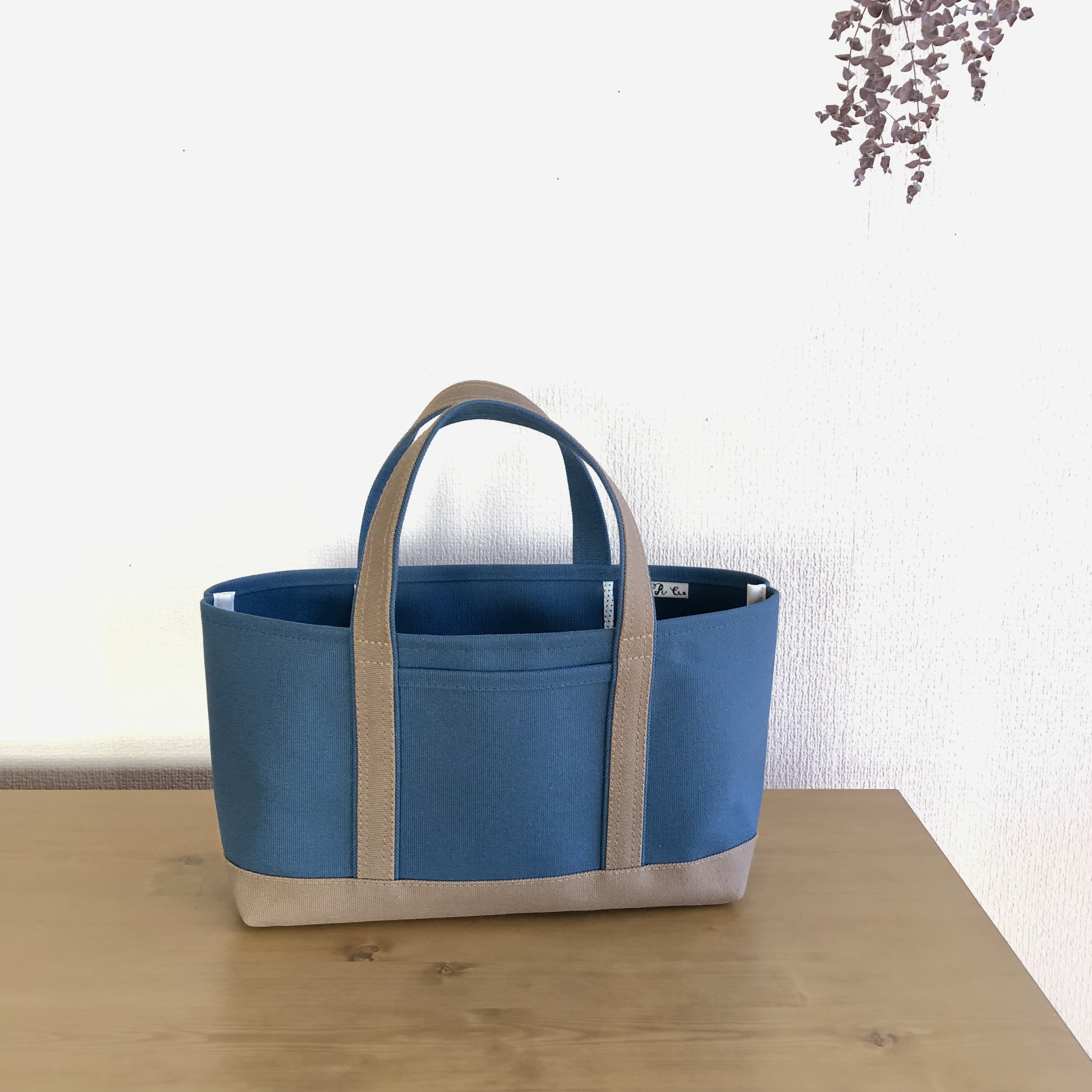 M横長スタイル帆布トート〈くすみブルー×グレージュ〉 トート