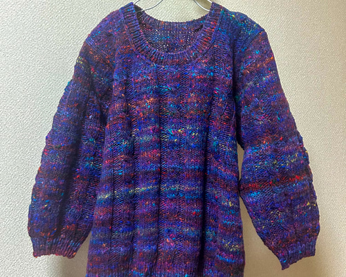 紫ニットセーター/ 秋到来セール】セーター 手編み ニット 紫 ニット・セーター