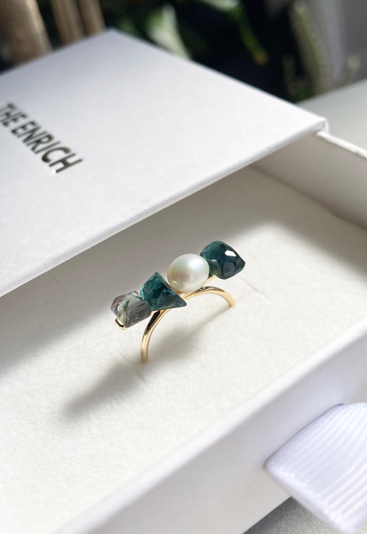 【フリーサイズ対応】PearlｘTourmaline Ring 02/パール × トルマリン リング 02(AC-62)