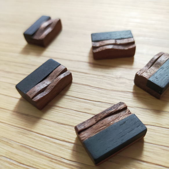 ■wave wood  カフスボタン ショコラ■ 6枚目の画像