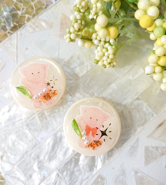 ブタ　レジンヘアゴム　ぶどう ブタ レジンヘアゴム ぶどう ぶどう- 手作り雑貨屋 * 雑貨好き