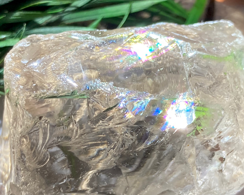 レインボー✨ かち割り水晶 スモーキー クォーツ 原石 ラフストーン