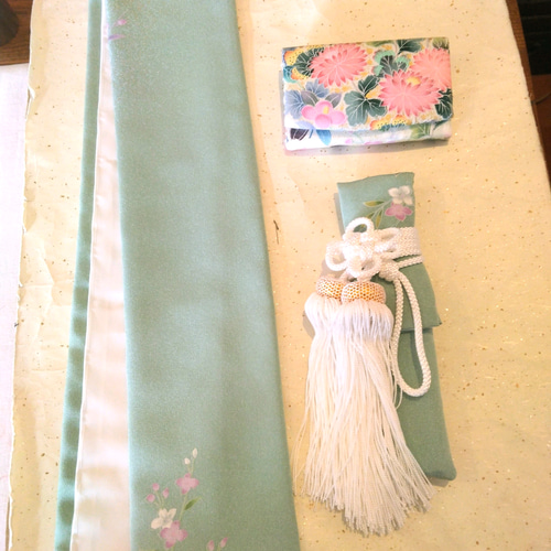 世界で1つ 】正絹 花嫁懐剣 筥迫 重ね衿 3点セット 手描友禅 水